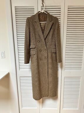 Vintage 1970s Stanley Blacker Bloomingdales Wool Tweed Maxi Coat Small